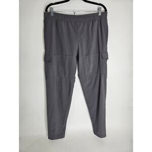 All in Motion Men's Cotton Tapered Fleece Cargo Joggers Gray Large